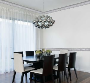 Grey with Silver Chair Rail 94 Inch