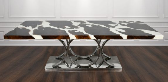 Bayshore Artistic Floating Teak Table with Stainless Steel Base