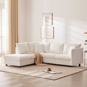 89*79" Modern Modular Sectional Sofa with Deep Seat,Vertical Stripes,5 Seat Corner Couch with Movable Ottoman,Throw Pillows