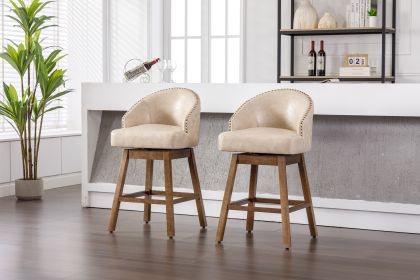 COOLMORE Bar Stools Set of 2 Counter Height Chairs with Footrest for Kitchen, Dining Room And 360 Degree Swivel