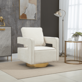 30.7"W Swivel Accent Open Back Chair Modern Comfy Sofa Chair With Gold Stainless Steel Base For Nursery Bedroom Living Room Hotel Office