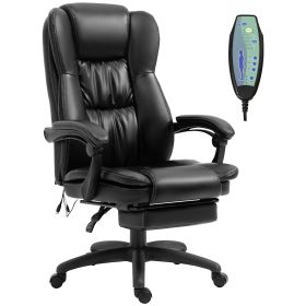 High Back Massage Office Chair with 6-Point Vibration, 5 Modes, Executive Chair, PU Leather Swivel Chair with Reclining Back, and Retractable Foo