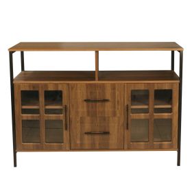 Living Room Shelves, With Two Storage Rooms, Storage Box, Modern Kitchen Utensils Cabinet, Self-service Wooden Storage Cabinet, Corridor Dining R (Color: Brown)