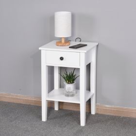 White Floor-standing End Table With A Drawer (Color: White)