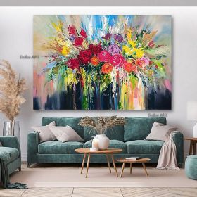 Handmade Hand Painted Wall Art On Canvas Abstract Colorful Vintage Floral Botanical Modern Home Living Room hallway bedroom luxurious decorative (size: 100x150cm)