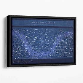 High detailed star map with names of stars contellations Floating Framed Canvas (Color: Black, size: 36" x 24" / 90cm x 60cm (approx))